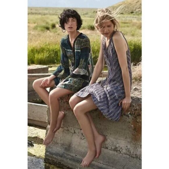 Anthropologie Brand Maeve Westwater Chevron Knit Drop Waist Dress, Purple, Med. - Picture 9 of 10